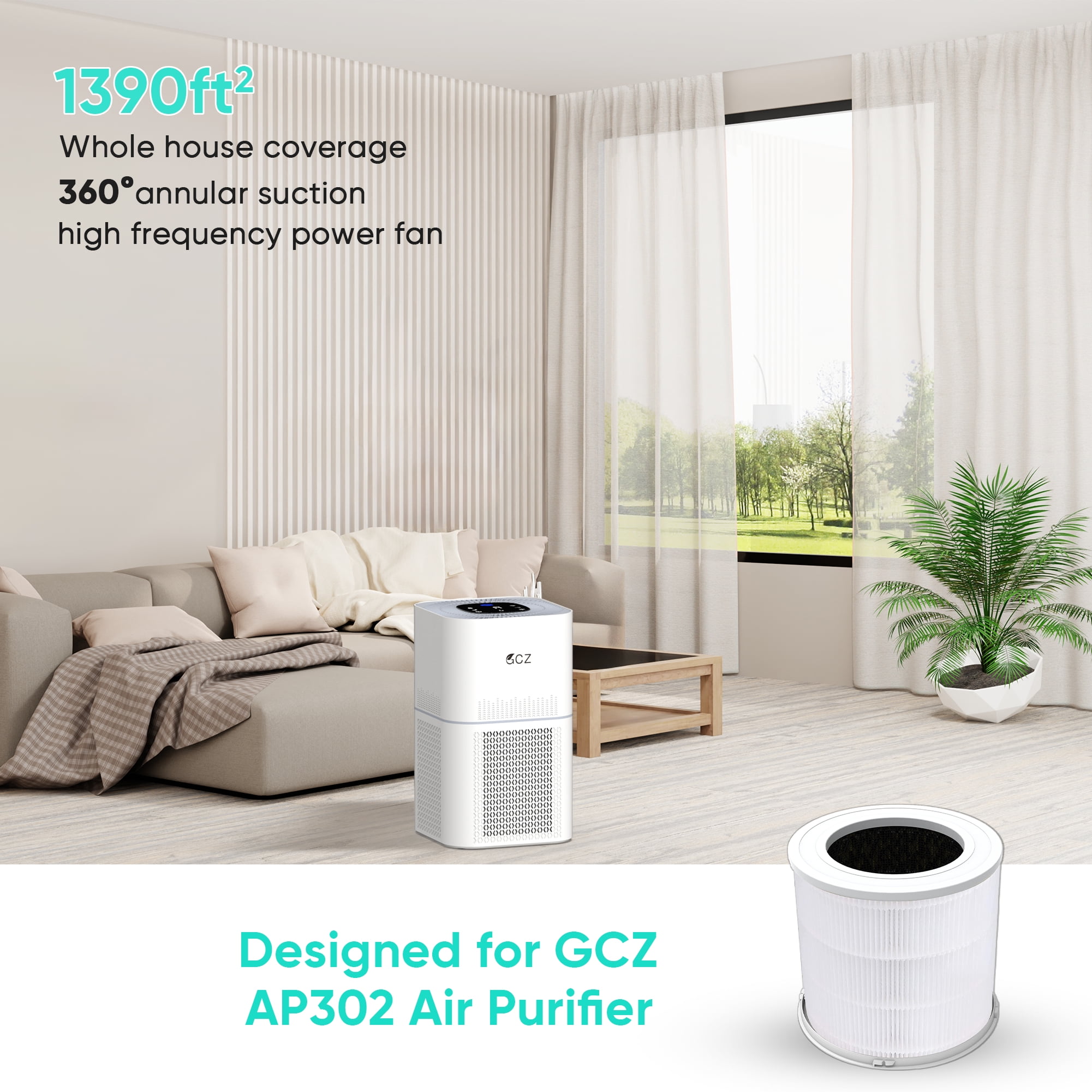 Replacement HEPA Air Purifier Filter for Airfire Air Purifier AP302 CADR 300+, Original