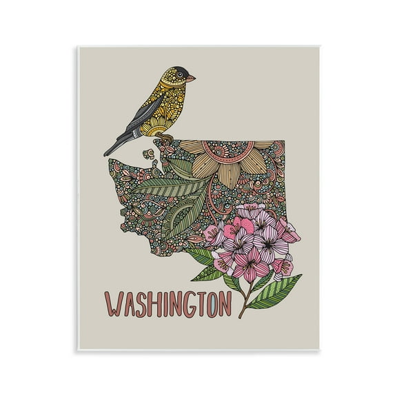 Stupell Industries Floral Washington State Botanical & Floral Painting Unframed Art Print Wall Art, 11 x 14