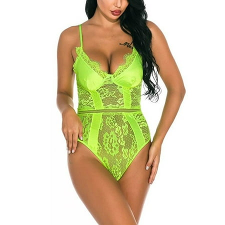 

Womens Sexy Lace Sheer One Piece Bodysuit Lingerie G-String Babydoll Erotic Backless See Through Nightwear Sleepwear