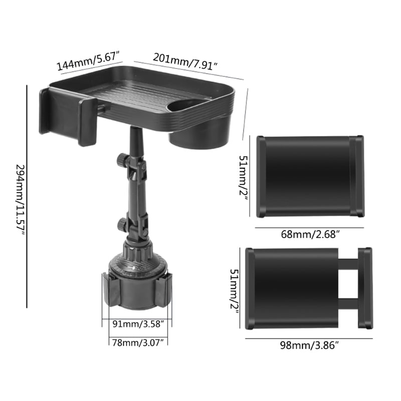 Car Food Tray, Rotatable Car Trays for Eating in Parked Car, Car Desk for Laptop, Car Cup Holder Tray
