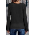 thumbnail image 5 of Women's Black Ribbed Round Neck Knit Long Sleeve Top, 5 of 5
