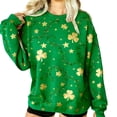 thumbnail image 2 of St. Patrick's Day Sweatshirt for Women Glitter Shamrock Vine Graphic Print Long Sleeve Crewneck Loose Fit Festival Apparel Holiday Gift, 2 of 7
