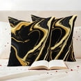 thumbnail image 3 of Black Gold Marble Outdoor Waterproof Pillow Covers, Modern Geometric Textured Decorative Square Throw Pillowcase Sofa Cushion Sham for Patio/Couch/Chair, 16"x16" 2 Pack, 3 of 8