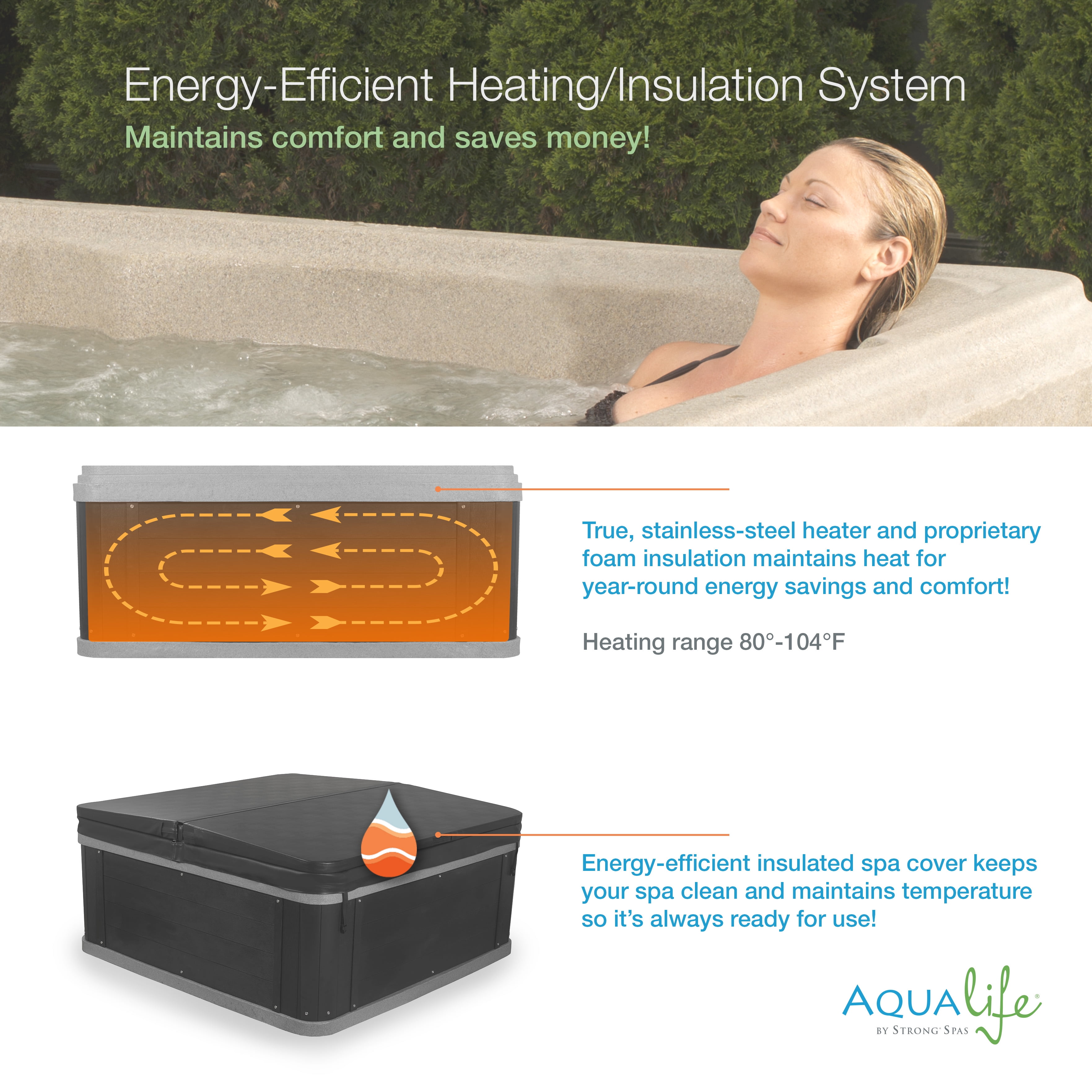 Aqualife by Strong Spas Ariana 6 Person 70-Port Lounger Spa, 30 Jets, Espresso