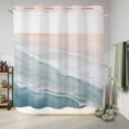 thumbnail image 6 of No Hook Shower Curtain, Beach Coastal Shower Curtains for Bathroom with See Through Top Window, Blue Nautical Summer Ocean Seaside Waterproof & Washable Bath Curtain 66"x72", 6 of 9