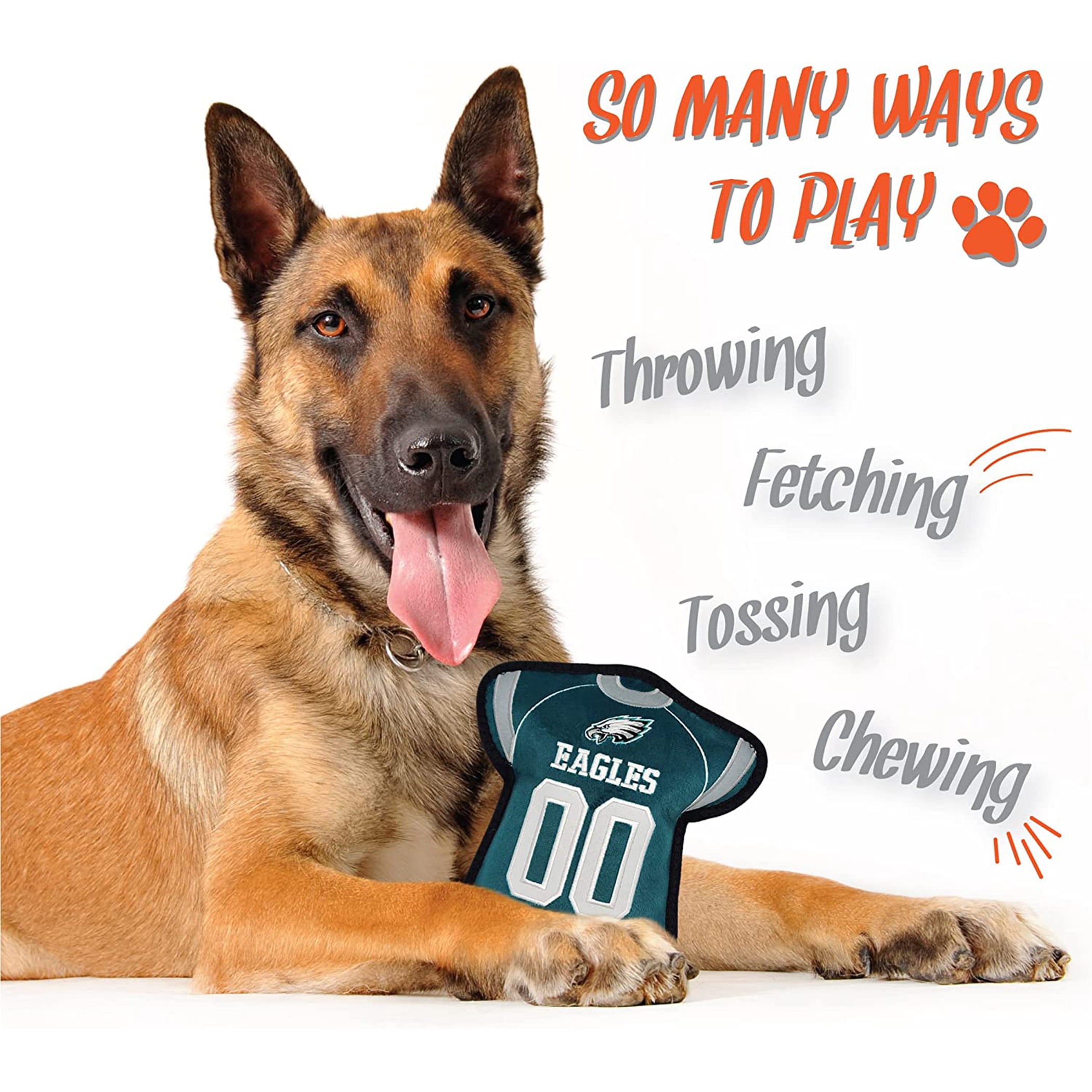 NFL Tough Jersey Pet Dog Toy Premium Quality with Built-in Squeaker Chew Toy