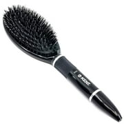 Kent KS52 Medium Oval Cushion Straightening Brush - Natural Black Boar Bristle Hair Brush with Nylon Quills - Shine Hair Brush and Scalp Scrubber for Short to Shoulder Length Hair