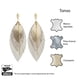 thumbnail image 5 of Vangania Aretes largos pluma color perla cuero con cadena baño de oro ligeros, 5 of 5