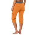 thumbnail image 6 of QIJUNTUO Women's Multi Pocket Cargo Shorts Summer Lightweight Overalls Thin Loose Fit High Waist Casual Streetwear Comfort Shorts Orange, 6 of 6