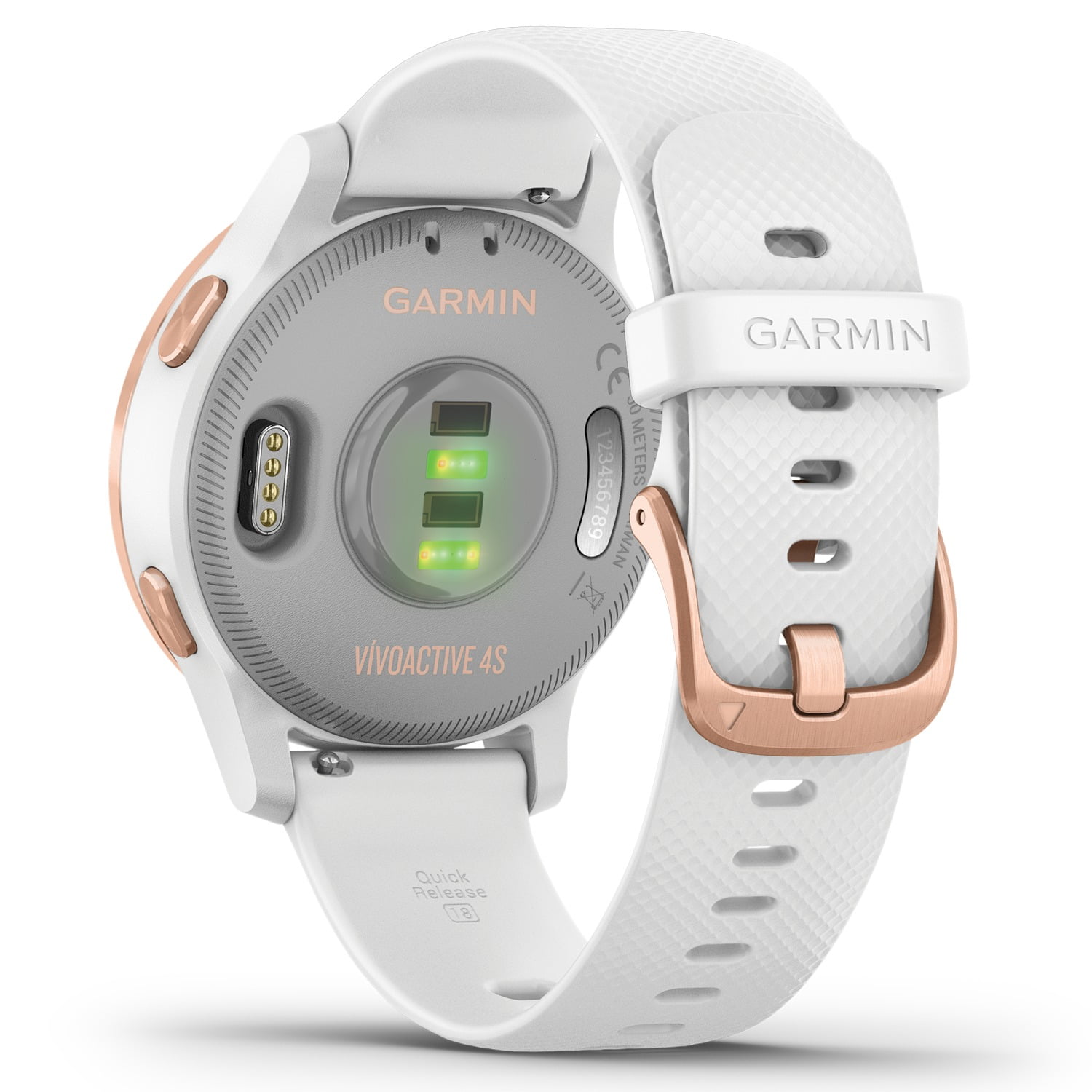 Garmin vívoactive® 4S Rose Stainless Steel Bezel with White Case and Silicone Band -
