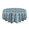 thumbnail image 5 of Light Blue Christmas Snowman Pattern Round Tablecloth 60"x60",Wrinkle Wipeable Table Cloth for Kitchen Dining Room Picnic Patio Party, 5 of 6