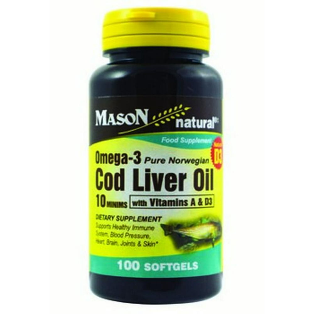 Mason Natural Cod Liver Oil Omega3,100ct