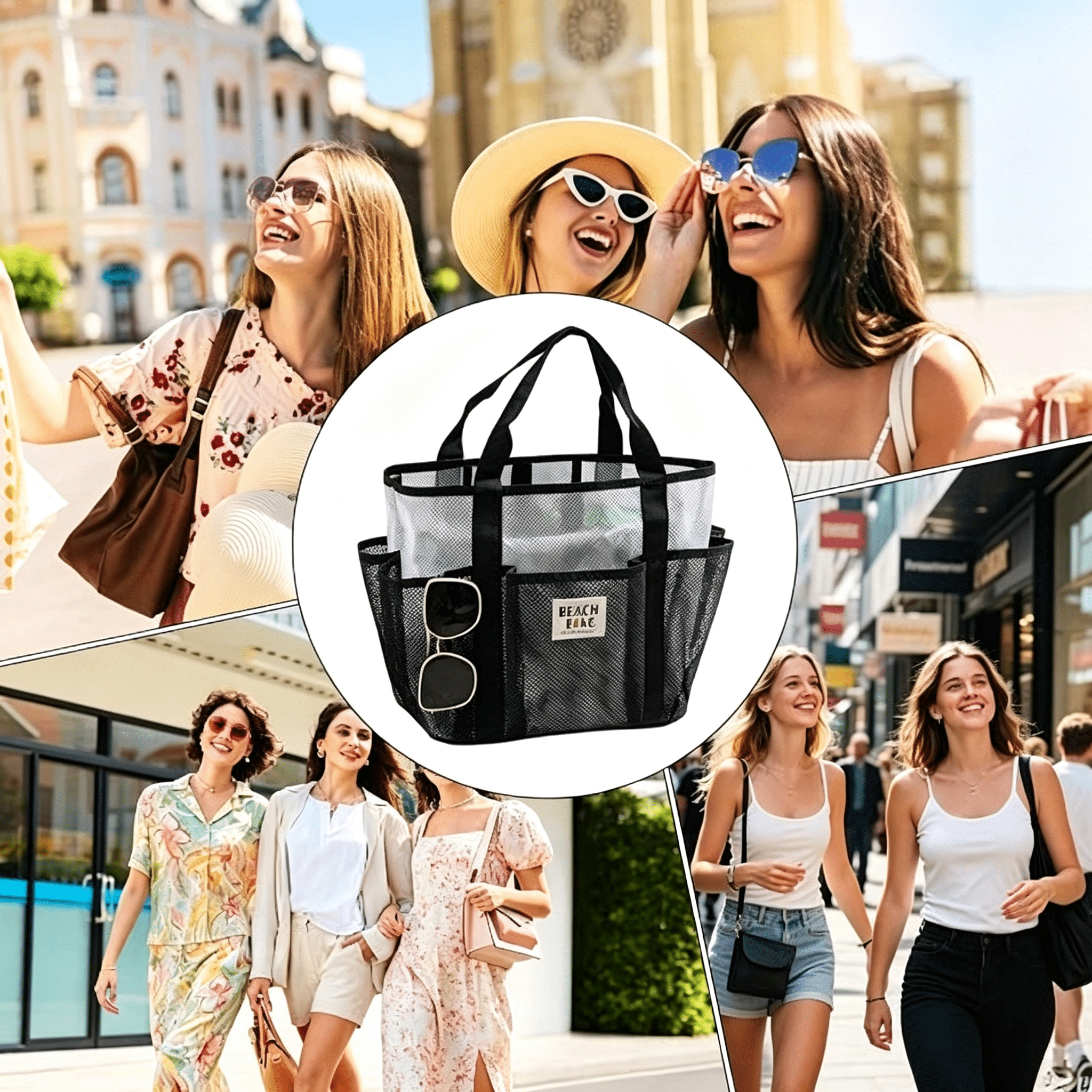 Summer Pool Beach Handbag Quick Drying Mesh Storage Bag