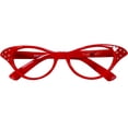 thumbnail image 3 of Hip Hop 50's Shop 1950s Cat-Eye Glasses for Kids, Plastic Costume Glasses with Rhinestones (Child Red), 3 of 8