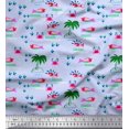 thumbnail image 1 of Soimoi Blue polyester Crepe Fabric Palm Tree,Crab & Fish Ocean Printed Fabric 1 Yard 52 Inch Wide, 1 of 3