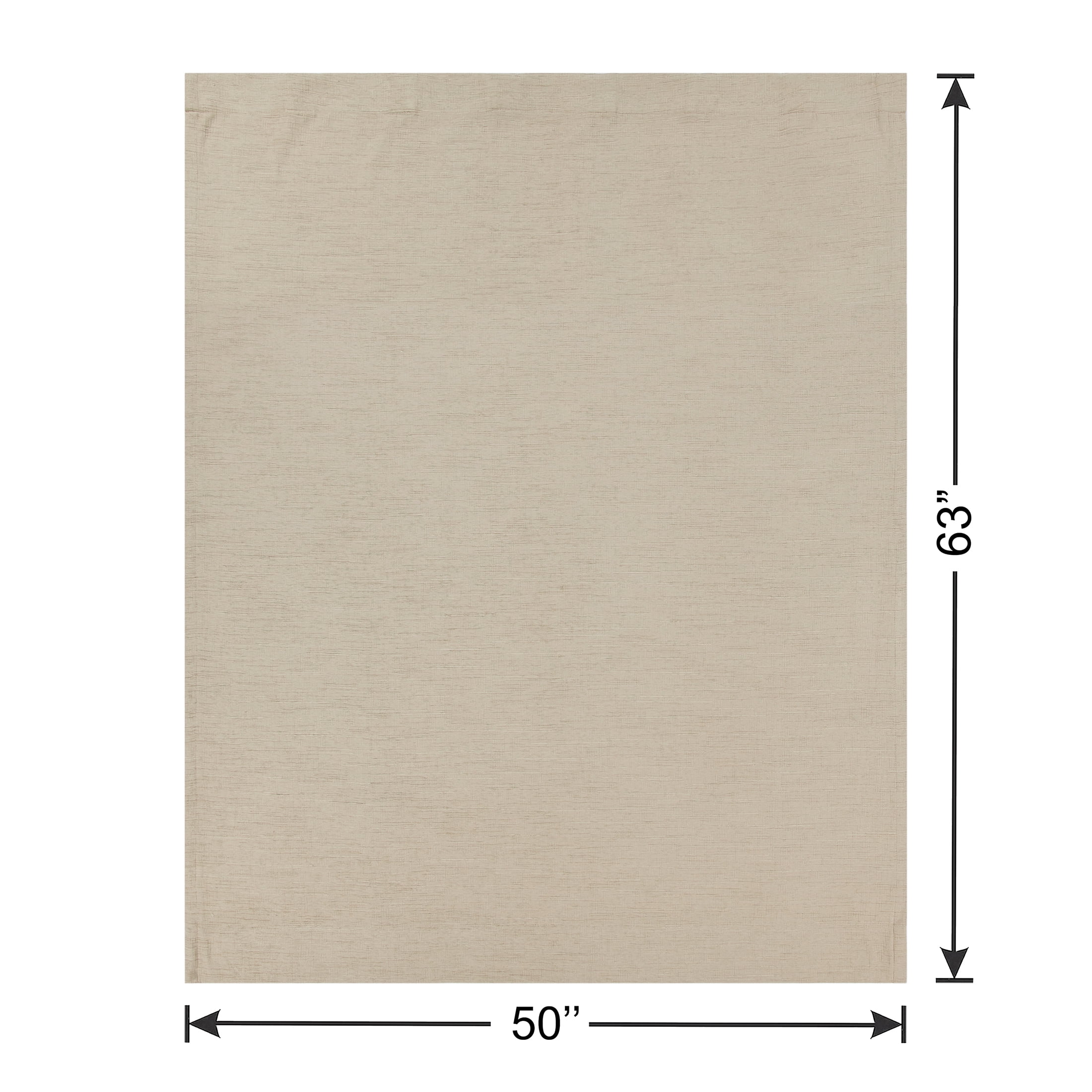 Better Homes & Gardens Textured Solid Chenille Light Filtering Single Curtain Panel, Beige, 50"W x 63"L
