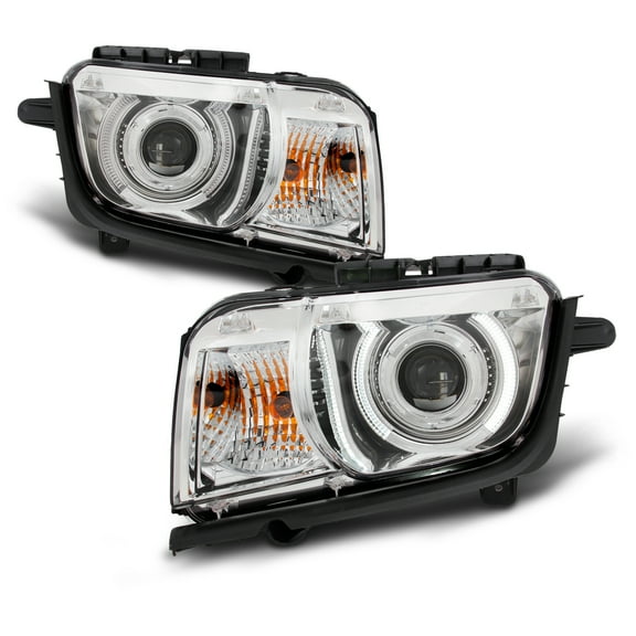 AKKON - For Chrome 2010 2011 2012 2013 Chevy Camaro Driver & Passenger Both Side Projector Headlights Headlamps