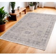 thumbnail image 4 of HomeRoots 566174 2 x 3 ft. Oriental Hand Woven Distressed Rectangle Area Rug with Fringe, Tan & Gray, 4 of 10