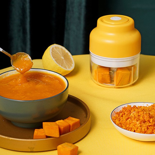 Teissuly Clearance Wireless Portable Food Chopper,Small Electric Food Processor For Garlic Veggies ,Dicing, Mincing & Puree , Baby Food Maker(100ml)(Yellow, ) Teissuly WER2023081500918