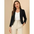 thumbnail image 4 of Chaqueta abierta de la chaqueta del traje de la cosecha del trabajo de la oficina del frente de las mujeres Negro-Sólido L, 4 of 6