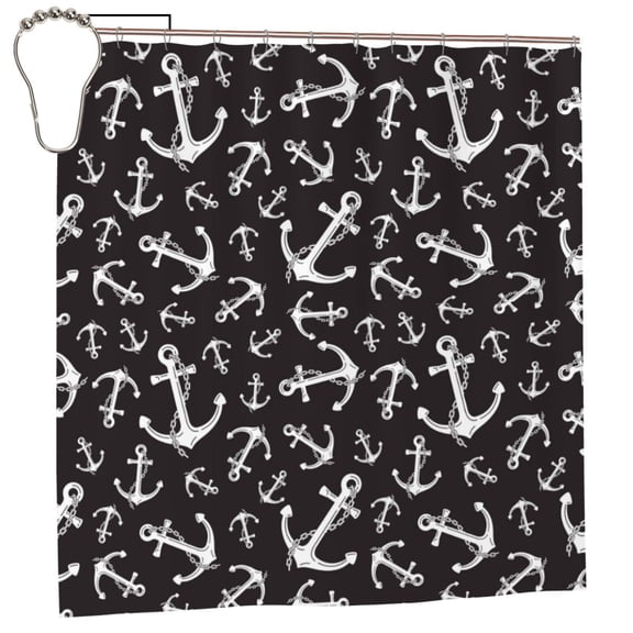 Fuzoiu Anchors Print Waterproof Shower Curtain 72x72in with Heavy Duty Metal Grommets,Machine Washable Spring Modern Shower Curtains