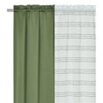 thumbnail image 3 of PowerSellerUSA Tribeca 4 Piece Rod Pocket Window Curtain with Sheer Monochromatic Embroidered Panels, Polyester Solid Room Darkening Drapes Farmhouse Decor for Bedroom & Living Room 26" x 84", Green, 3 of 5