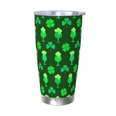 

Fuzoiu leaves and glasses of beer for St. Patrick s Day Print 20oz Tumbler Stainless Steel Vacuum Insulated Car Cup Insulated Coffee Mug Travel Mug with Lid Thermal Cup for Outdoor-Without Straw
