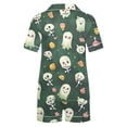 thumbnail image 4 of Tnhcen Women's Halloween Ghost Print Pajama Set Short Sleeve Collared Sleepwear Comfortable Loungewear S-2XL Army Green, 4 of 8