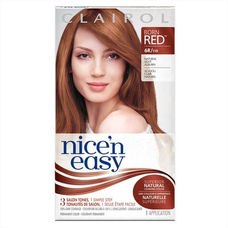 Clairol Nice 'n Easy Born Red Permanent Hair Color, 6R/110 Natural Light Auburn, 1 (Best Natural Hair Colour For Grey Hair)