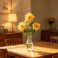 thumbnail image 6 of 4 Head Realistic Dahlia Artificial Flower Bouquet, Premium Silk Faux Floral Arrangement, Elegant Decor for Wedding, Party, Home, Vase, Table Centerpiece & Event, Yellow, 6 of 7