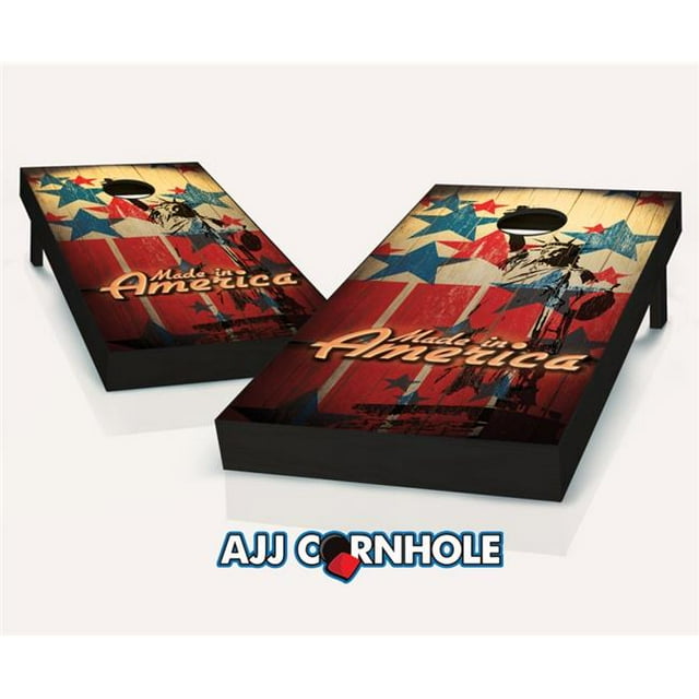 AJJCornhole 107-MadeInAmerica Made In America Theme Cornhole Set with Bags - 8 x 24 x 48 in.