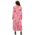 thumbnail image 2 of FKELYI Womens Long Sleeve Fall Dress Pink Strawberry Print V Neck Maxi Casual Dress with Pockets Soft A-Line Flowy Tiered Waist Dresses for Ladies, M, 2 of 6