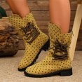 thumbnail image 2 of Willtoo Womens Polka Dot Lace Up Mid Calf Combat Boots, Back Zipper Round Toe Chunky Block Heel Boots, Non Slip Lug Sole Fashion Winter Boots, 2 of 6