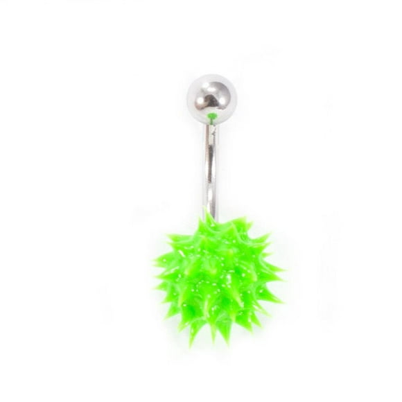 Belly Button Ring Navel Piercing with Spike Silicone Ball