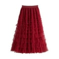 thumbnail image 3 of DuoJiaJ Women's Fashionable And Casual New Mid Length Long Skirt With Skirt And Half Body Skirt Skirts For Women Red M, 3 of 3