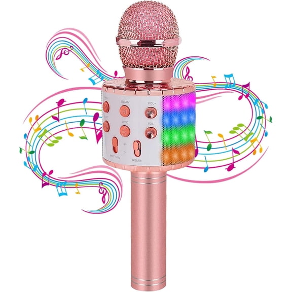 Kids Microphones for Singing, Portable Karaoke Microphones with LED Lights, Karaoke Mic Speaker Machine for Home KTV Birthday Party