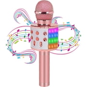 Rirool Kids Wireless Karaoke Microphone with LED Lights - Portable Handheld Mic Speaker for Home KTV, Birthday Party, and Music Singing