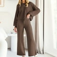 thumbnail image 2 of RYRJJ Women's Two Piece Set Cropped Pullover Top and Wide Leg Pants Lounge Sweater Sets Fall Knit Sweatsuits Cozy Trendy Outfits(Brown,L), 2 of 8