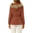 thumbnail image 3 of Allegra K Women's Winter Faux Fur Hooded Zipper Button Drawstring Waist Parka, 3 of 6