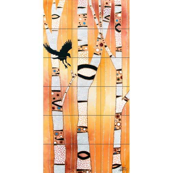 Tile Mural Kitchen Backsplash - The Messenger - by Dawn Gerety
