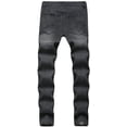 thumbnail image 3 of Men Stretchy Ripped Skinny Biker Hip Hop Jeans Destroyed Taped Patch Slim Pencil Denim Long Pants, 3 of 5