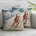 thumbnail image 3 of ONETECH  Throw Pillows Cover Country ICY Winter Mountains Ski Equipment Snow Sports Recreation Vintage Cross Panorama Alpine Alps Cushion Case for Fall Home Decor, 3 of 5