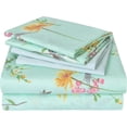 thumbnail image 1 of Piece Teal Leaves Printed Sheet Set Queen Size Soft Botanical Microfiber Sheets with Pillowcases Deep Pocket, 1 of 7