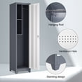 thumbnail image 4 of Metal Broom Storage Cabinet, Narrow Cabinet with Hooks, 65" Slim Bathroom Storage Cabinet with Shelves, Heavy-Duty Cleaning Storage Cabinet for Utility Room, Gym, Office, Garage, 4 of 8