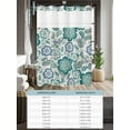 thumbnail image 6 of No Hook Cloth Fabric Shower Curtain with Snap in Liner, Teal Paisley Pattern Waterproof Shower Curtains Set with See Through Top Window, Boho Ethnic Floral Traditional Bath Curtains Shower 66"x72", 6 of 6