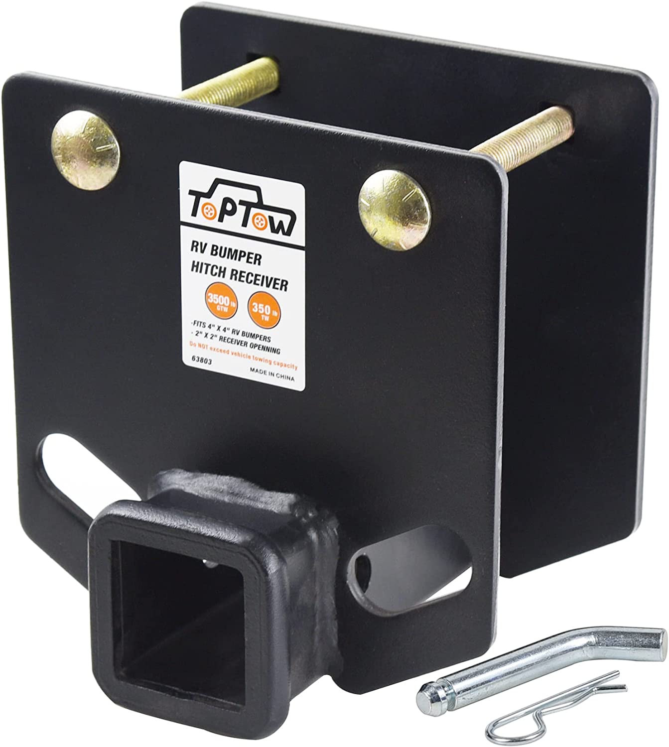 JSHHH 63803P RV Bumper Hitch Receiver 2 inch Adapter Receiver Openning