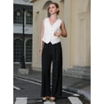 thumbnail image 3 of DARING DIVA Women's Linen Vest Sleeveless Button Down V Neck Business Waistcoat 2XL White, 3 of 6