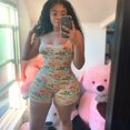 thumbnail image 3 of Women Cartoon Printed Rompers One Piece Sleeveless Halter Short Bodysuits Sleepwear Pajamas, 3 of 4