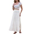 thumbnail image 2 of Summer Maxi Skirts for Women 2026 Elastic High Waist Swing A Line Beach Skirt with Pockets XL White, 2 of 6