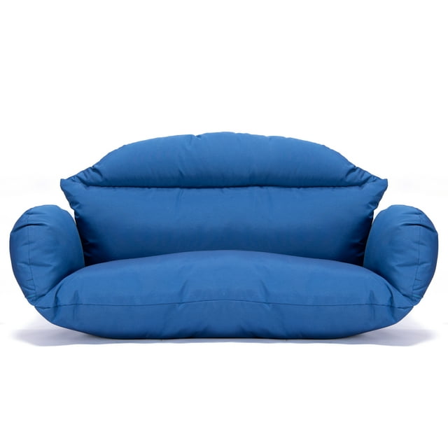 LeisureMod All Weather 2 Person Outdoor Hanging Egg Chair Cushion, Blue